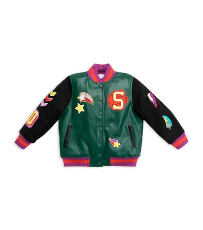 Shop Stella Mccartney Kids Varsity Badge Faux Leather Jacket (3-14+ Years)