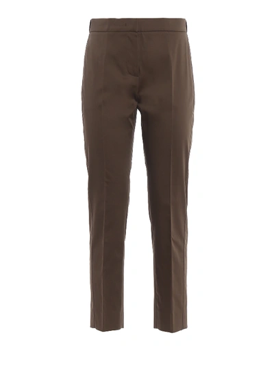 Shop Max Mara Papy Stretch Cotton Crop Trousers In Dark Green