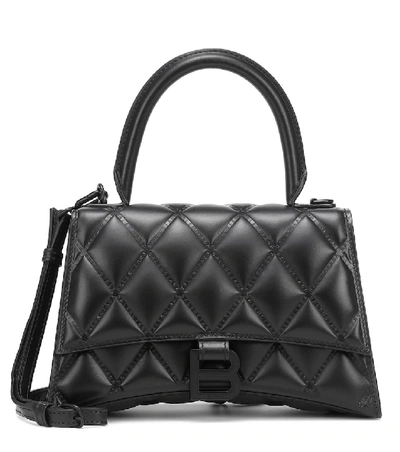 Shop Balenciaga Hourglass Small Leather Tote In Black