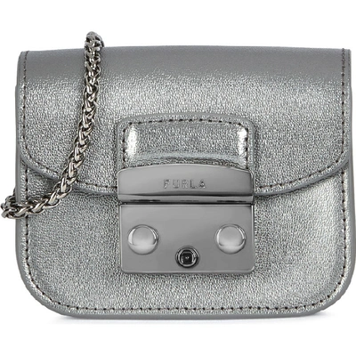 ➖SOLD!➖ Furla Metropolis Metallic Leather Micro Bag Rutenio Grey