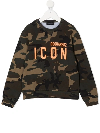 Shop Dsquared2 Camouflage-print Sweatshirt In Green