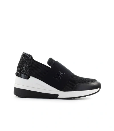 Shop Michael Kors Felix Trainer Black Sneaker In Nero