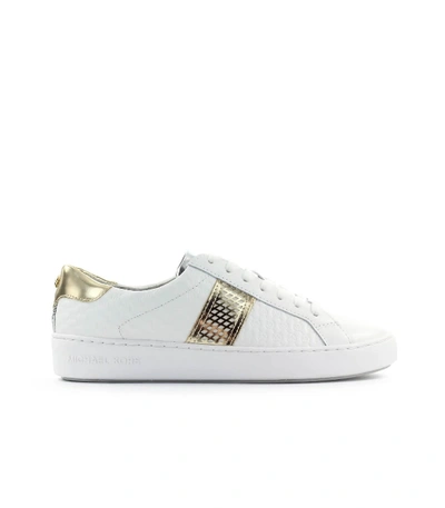 Shop Michael Kors Irving Stripe Lace Up White Sneaker In Optic/white