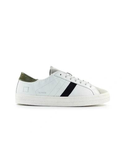 Shop Date D.a.t.e. Hill Low Vintage White Military Green Sneaker In Bianco