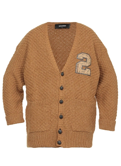 Shop Dsquared2 Collage Cardigan In Camel