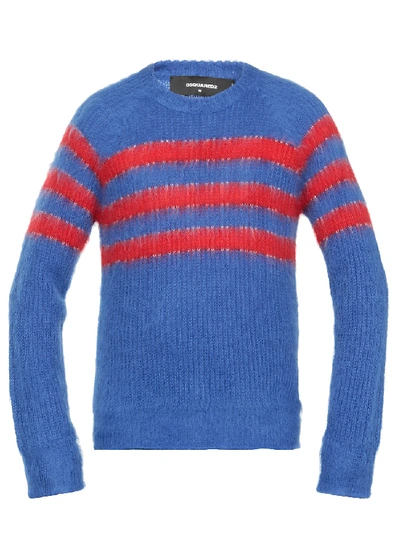 Shop Dsquared2 Brushed Mohair Sweater In Blue/red