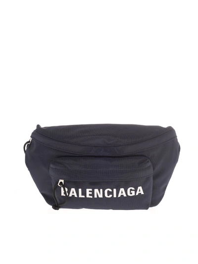 Shop Balenciaga Wheel Belt Bag In Navy Blue And Red