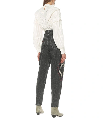 Shop Isabel Marant Étoile Corsyb Embroidered High-rise Straight Jeans In Black