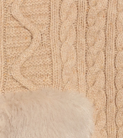 Shop Stella Mccartney Virgin Wool And Faux Fur Cardigan In Beige