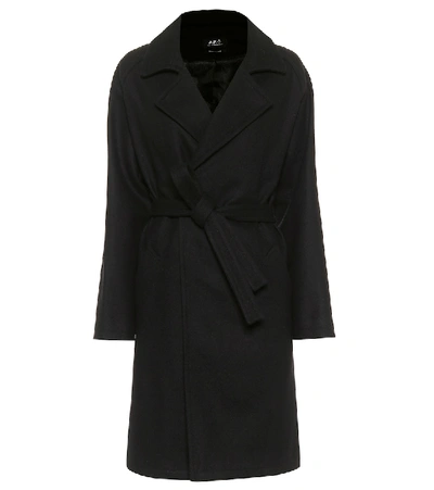 Shop Apc Bakerstreet Belted Wool-blend Coat In Black