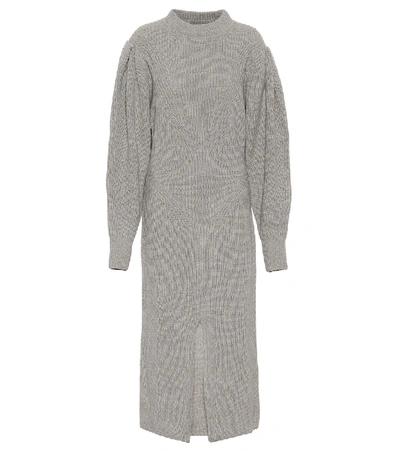 Shop Isabel Marant Perrine Cashmere And Wool Midi Dress In Grey