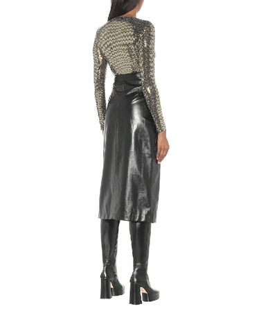 Shop Gucci Leather Pencil Skirt In Black