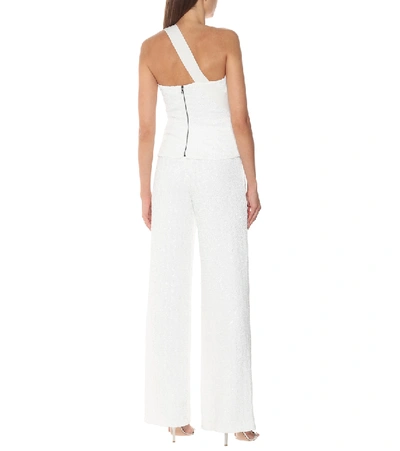 Shop Roland Mouret Coreana Sequined One-shoulder Top In White