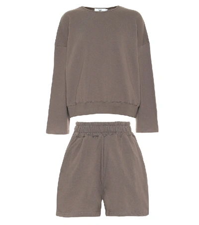 Shop The Frankie Shop Jaimie Cotton Sweatshirt And Shorts Set In Brown