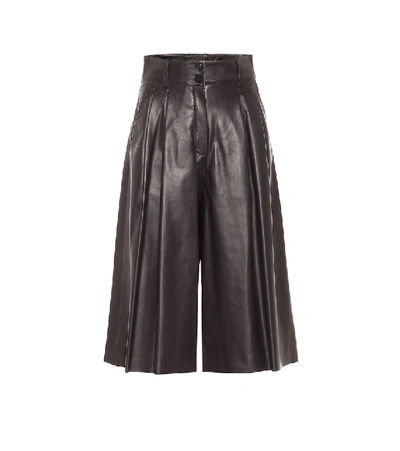 Shop Dolce & Gabbana High-rise Leather Culottes In Brown