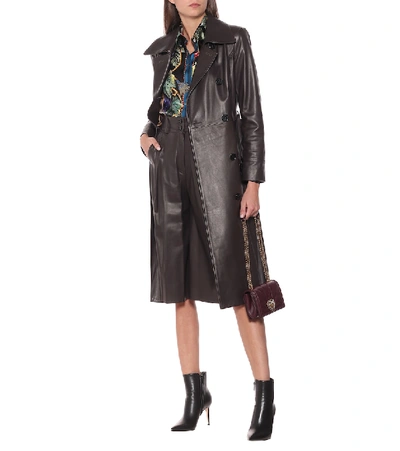 Shop Dolce & Gabbana High-rise Leather Culottes In Brown