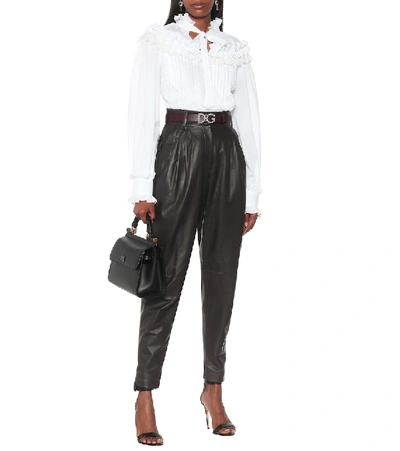 Shop Dolce & Gabbana High-rise Leather Pants In Brown