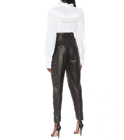 Shop Dolce & Gabbana High-rise Leather Pants In Brown