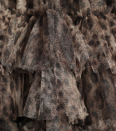 Shop Dolce & Gabbana Leopard-print Tiered Tulle Gown In Brown