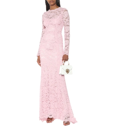 Shop Dolce & Gabbana Guipure Lace Gown In Pink