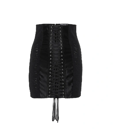 Shop Dolce & Gabbana Satin Miniskirt In Black