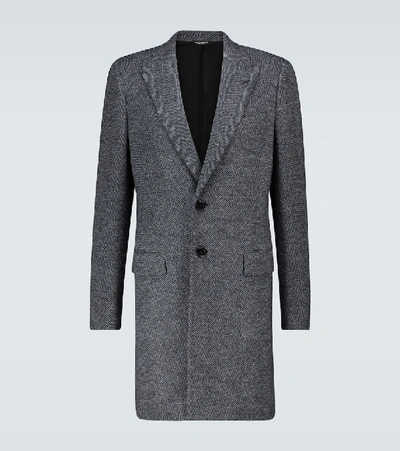 Shop Dolce & Gabbana Fantasia Chevron Coat In Grey