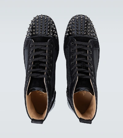 Shop Christian Louboutin Lou Spikes Orlato Sneakers In Black