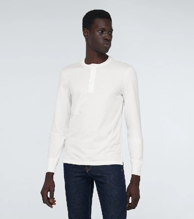 Shop Tom Ford Long-sleeved Henley T-shirt In White