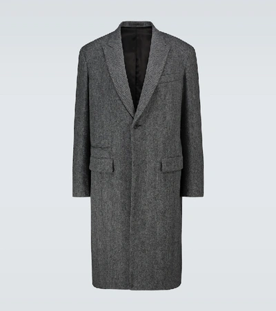 Shop Valentino Herringbone Single-breasted Coat In Black