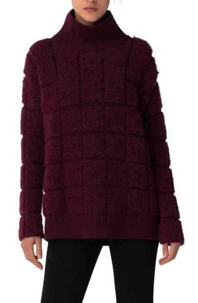 Shop Akris Cashmere & Silk Boucle Sweater In Plum