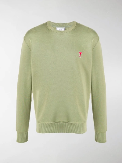 Shop Ami Alexandre Mattiussi Ami De Coeur Logo-patch Sweatshirt In Green