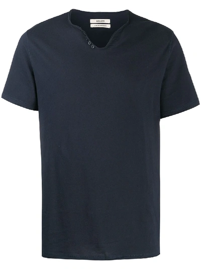 Shop Zadig & Voltaire Monastir Henley-neck T-shirt In Blue