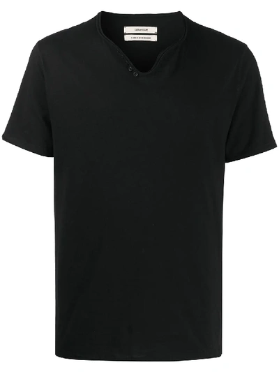 Shop Zadig & Voltaire Monastir Henley-neck T-shirt In Black