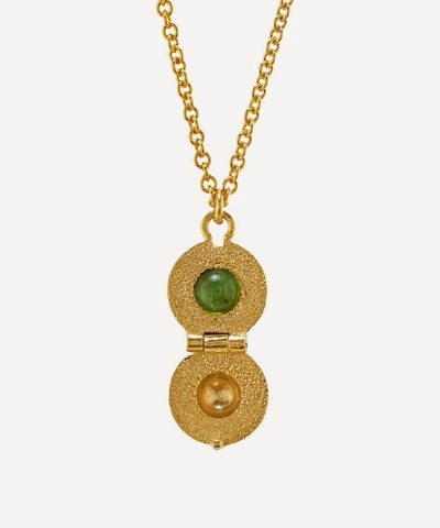 Shop Alex Monroe X Raven Smith Gold-plated Cannonball Hidden Green Tourmaline Pendant Necklace