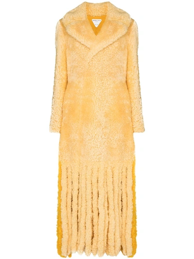 Shop Bottega Veneta Teddy Shearling Coat In Yellow