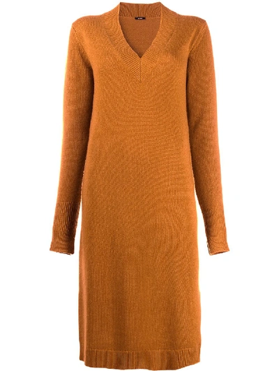 Shop Joseph Knitted Mid-length Dress In Brown