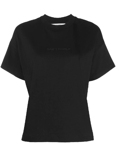 Shop Daily Paper Crew-neck Logo T-shirt In Black