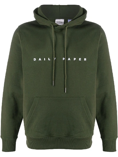 Shop Daily Paper Logo Print Hooded Sweatshirt In Green