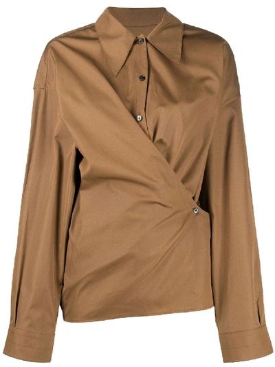 Shop Lemaire Wrap-style Shirt In Brown