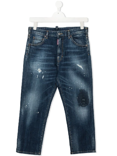 Dsquared2 Distressed Look Jeans In Blue