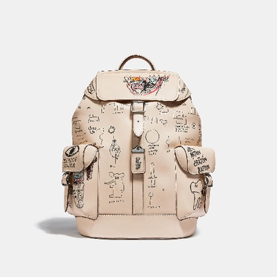 Shop Coach X Jean-michel Basquiat Wells Backpack In Nickel/ivory