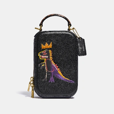 Shop Coach X Jean Michel Basquiat Alie Camera Bag With Snakeskin Detail In Brass/black