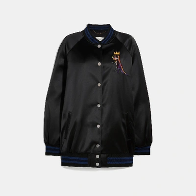 Shop Coach X Jean Michel Basquiat Oversized Varsity Jacket In Color<lsn_delimiter>black