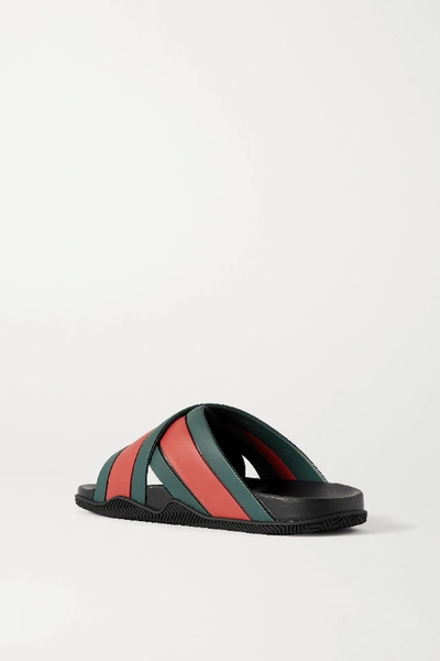 Shop Gucci Agrado Striped Rubber Slides In Red