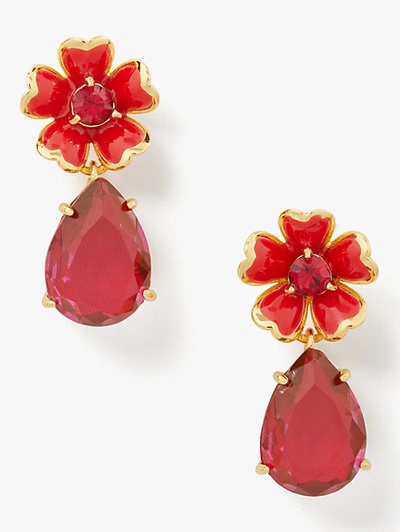 Shop Kate Spade Blushing Blooms Flower Drop Earrings In Red Multi