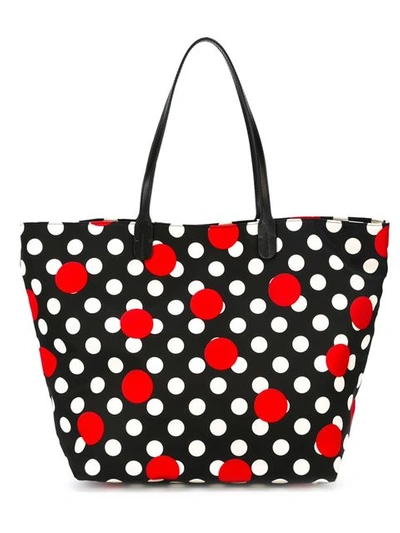 Red Valentino Polka Dot Print Tote In Black