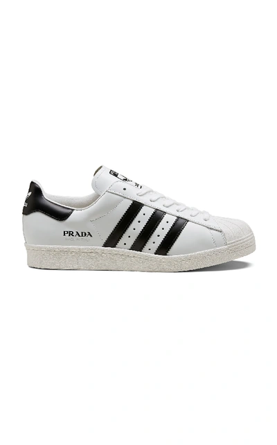 Shop Adidas X Prada Superstar Leather Sneakers In White