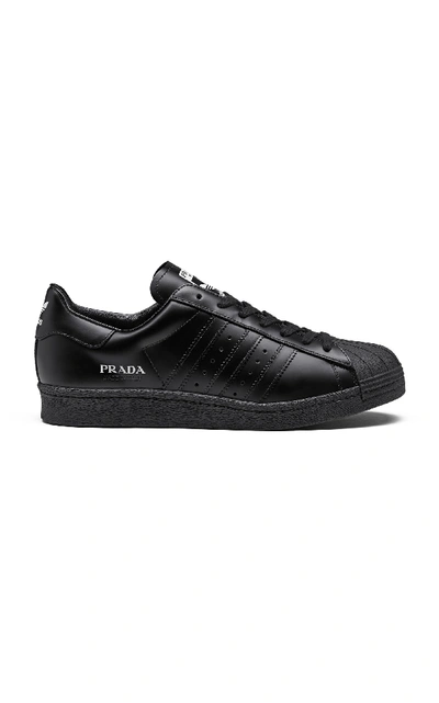 Shop Adidas X Prada Superstar Leather Sneakers In Black