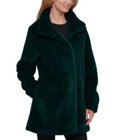 Shop Calvin Klein Petite Faux-fur Coat In Emerald
