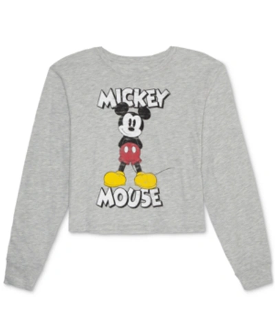 Shop Disney Juniors' Mickey Mouse Long-sleeve T-shirt In Gray